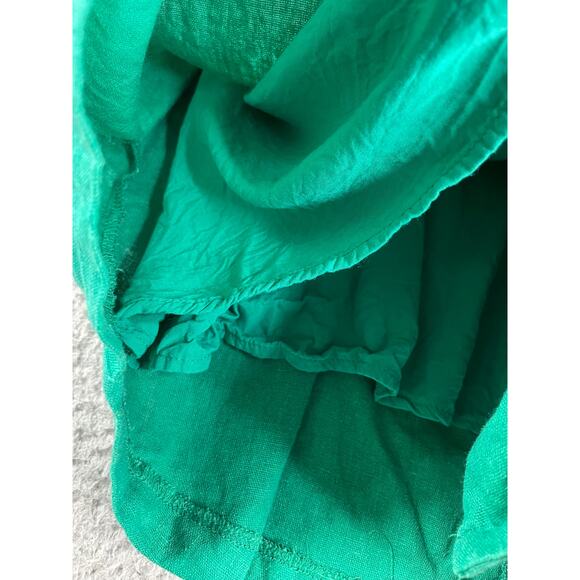 Lush Dress Women Medium Green Spaghetti Strap Mini Linen Button Front Wrap Lined - Picture 6 of 8
